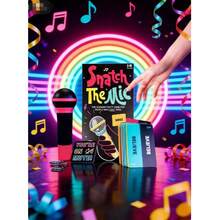Snatch The Mic Karaoke Party Game Set - Fun Card & Mic Kit For Friends Gathering, Adult Party Supplies, Funny Game For Non-Singers - Multicolor - View 2