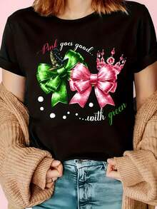 Green And Pink Ribbon Print - Regular - 黑色 - 查看 6