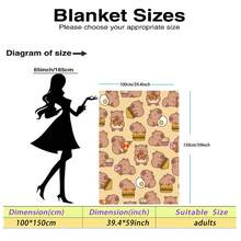 This Is A Flannel Blanket With A Capybara Theme, Featuring A Cartoon-Style Capybara Image Along With Food Elements Like Burgers And Pizza. The Style Is Cute And Healing, With Soft And Warm Colors. It Can Be Used As A Sofa Throw, Nap Blanket, Or Bedding Decoration.