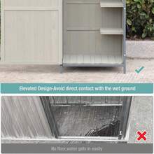 Outdoor Sheds Storage, 2.5x5.6FT Vertical Storage Sheds, Wooden Sheds With Metal Frame, 68" Tall Wood Garden Tool Shed, Metal Framed Tool Cabinet With Adjustable Shelves Large Capacity Storage, Box For Backyard Garden Patio Lawn - Grey - View 4