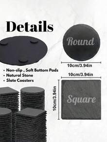 Personalized Stone Coaster, Custom Wedding Gift | Personalized Housewarming Gift Set | Personalized Engraved Stone Coasters, Beverage Coasters, Desktop Coasters, Gift For Dad, Christmas & New Year Gift, Custom Text And Drink Picture Ornament, Tea Coffee Gin Beer Wine Whisky Laser Engraved Gift, - Multicolor - View 7