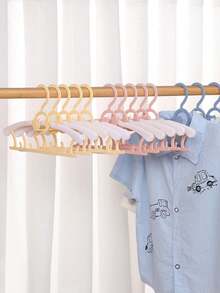 10/20 piezas Perchas de plástico ajustables y expandibles para ropa de bebé, perchas antideslizantes para niños, adecuadas para ropa de recién nacidos y niños - Celeste - Ver 3