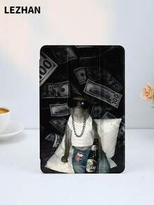 1pc Paper Money Monkey Pattern Tablet Protective Case, Compatible With IPad 10.2 Inch, IPad Pro 11 2021/2020/10th Gen, IPad Mini 4/5/6, Galaxy Tab A8 10.5 Inch 2022, Matepad 10.4/Tab, With Pencil Slot, Anti-Drop, Tablet Stand Protective Cover - Multicolor - View 3