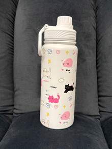 1 pieza Botella de agua aislada con diseño de gato lindo - Perfecta para el gimnasio, la oficina, fiestas, campamentos y viajes - Regalo ideal para familiares y amigos - Versión para beber directamente - Ver 9
