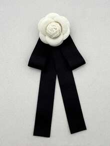 دبوس وردة الكاميليا ذو الشريط الحريري الأنيق المطفي الجديد من الموضة الكورية، للزينة على الياقة للنساء