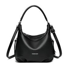 2026 New Black PU Leather One Shoulder Bag, Women's Multi-Zipper Crossbody Bag, Fashion Handbag - Black - View 12