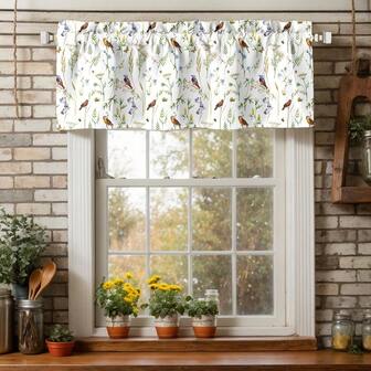 1 st blommönster gardinkappa, stångficka kort gardin, fönstergardiner för kök badrum sovrum, heminredning