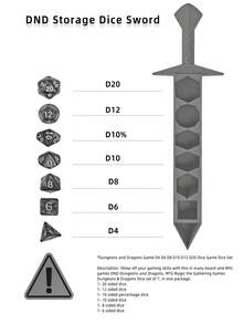 7pcs Dice Set With 3D Printed ABS Resin Sword-Shaped Storage Box, Suitable For TTRPG/RPG Tabletop Games Or Other Board Games | Unique Dice Sword, Suitable For Autumn Game Parties (Blue-Purple), Personalized Christmas Gift, Gift For Boyfriend, Creative Gifts For Men, Fun Gifts For Teenagers - Multicolor - View 10