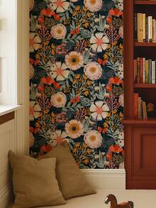 雏菊花壁画自粘式可移除墙纸野花白色/橙色/黄色花卉与蝴蝶房间剥离和粘贴墙纸墙纸墙贴房间装饰墙装饰墙贴 - 彩色 - 查看 2