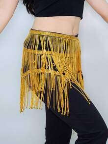 肚皮舞腰链臀巾初学者亮片流苏东方舞腰巾舞蹈表演腰带 - 彩色 - 查看 4