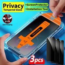 ZYONS 适用于 17 Pro Max/17 Air/17/15 Pro Max/16 Pro Max/16/16e/15/14/13/13 Pro/12/11 的 3 片装隐私钢化玻璃屏幕保护膜，防窥、防偷拍，安装简便，配备自动清洁工具，一键贴合，防刮花，表面光滑，保护隐私，防尘，手机屏幕保护膜，万圣节礼物，生日礼物，手机配件 - 3pcs - 查看 31