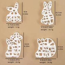 4pcs Cartoon Rabbit Stamp Mold, Easter Cookie Cutter Mold, Baking Embossing Stamp Tool - White - View 2