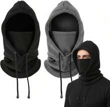 ZCGOINGTECH Kit 2 Piezas Pasamonta?as para Hombre y Mujer, Balaclava a Prueba de Viento y Cálido, Pasamonta?as de Lana Polar para Esquí, Adecuado para Esquí, Escalada, Ciclismo y Uso Diario - Negro Gris - Ver 1