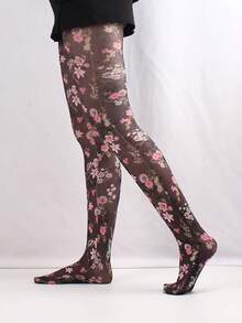 1pc Spring & Autumn Thin Pantyhose For Women, Lip, Plaid, Star Print Tights Leggings - Multicolor - View 33