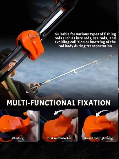 Multi-Functional Fishing Rod Clip - To Carry, Free Fishing Rod Storage Rack, High-Elasticity Rubber Fishing Rod Clip, Pressure-Resistant Protection, Non-Slip Rubber Grip Design - Pressure-Resistant Multi-Functional Fishing Rod Holder, Ergonomic Handle, Tool-Free Installation, Storage - Suitable For Fishing Rod Storage Racks