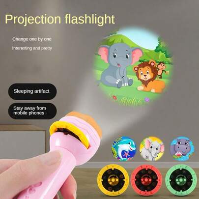 Children's Projection Flashlight, Educational Storybooks For Learning, LED Night Light Projector Suitable For Young Children, An Excellent Birthday Gift For Boys And Girls. [Flashlight, Random Slide Colors]