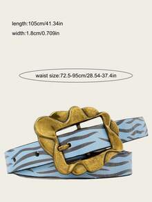 一件装，斑马纹腰带，配花卉扣，多种颜色可选。女士动物纹时尚腰带，四季皆宜的百搭单品。 - 彩色 - 查看 2
