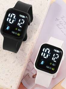 6pcs/Set Cute Heart & Rocket Cartoon Pattern Sports Digital LED Display Watch, Multiple Colors, For Daily Wear & Occasions - Multicolor - View 8