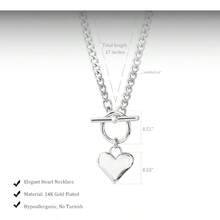 Cute Heart Necklace Dainty 18k Gold Plated Tiny Heart Pendant Choker Small Gold Love Open Heart Chain Necklace Women Simple Gold Necklace Women  Jewelry - 粗體蓬鬆心型項鍊-銀色 - 查看 5