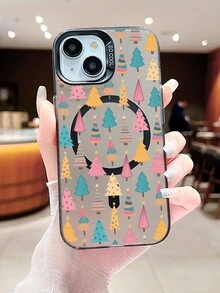 Funda magnética protectora con diseño de árbol de Navidad, diseño moderno de dibujos animados a prueba de golpes, estampado estético encantador, ideal para regalar en Navidad. Compatible con iPhone 17promax 17pro 17Air 17 16promax 16 15 14 13 12 11 Plus Pro Promax S25Ultra S25 S24 S23 S21 FE plus Ultra - Plateado - Ver 9