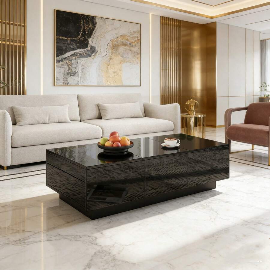 Coffee Tables - 黑色+刨花板 - 查看 1