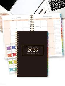2026 Academic Year Weekly/Monthly Planner Calendar, January To December, A5 Minimalist Monthly/Daily Planner Notebook With Contacts, Monthly Tabs, Notes And Inner Pocket, Back To School Supplies, Office Desk Accessories, 2026 New Year Gift