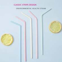 pajitas, 20 de largo, pajitas de plástico, pajitas de varios colores, pajitas de rayas de varios colores, aptas para diversas bebidas, zumos, leche,é, uso diario. - 1 - Ver 6