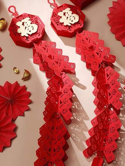 1pc Chinese New Year Decoration, Indoor Hanging Ornament Of Chinese Blessing & Firecracker Design,Chinese New Year Atmosphere Decoration