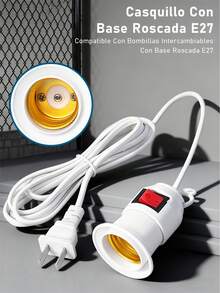 Portalámparas Soporte de Base para Lampara, Soporte colgante de 5m, casquillo E27 con Cable para lámpara de sal con Cable de alimentación - 5 metros--6 piezas - Ver 4