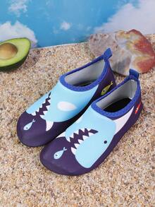 Kids Cartoon Shark Print Water Park Aqua Shoes, Breathable Quick Dry Beach Snorkeling Shoes, Non-Slip Soft Bottom Water Socks For Boys And Girls - Blue - View 11