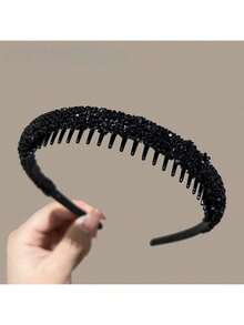 2pcs Colorful Rhinestone Headbands, Versatile For Daily Wear ,Hair Band ,Hair Hoop Hairband - Black and White - View 10