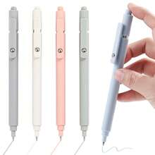 1pc/5pcs Random Color Muted Tone Low Center Of Gravity Push-Button Neutral Pen, Retro High-Aesthetic 0.5mm Black Pen For Students & Writing - Multicolor - View 3