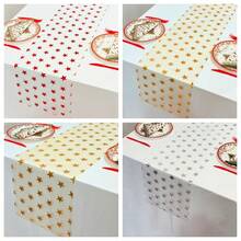 1/2pcs Red Star Foil Table Runner, 11.02*108.27 Inches, Suitable For Holiday Parties, Family Gatherings, Holiday Decorations, Weddings, Banquets, Indoor And Outdoor Dining Table Centerpiece - Multicolor - View 1