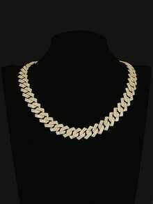 1pc Women's All-Match Versatile Super Shiny Punk Hip Hop Layered Chain Necklace, Multi-Size - New Cuban Necklace - View 11