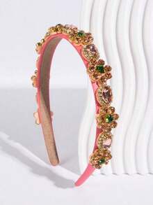 Gemstone Decor Hair Hoop Royal,Hairband,Hair Hoop Headbands ,Hair Accessories - Màu hồng sâm panh - Xem 5