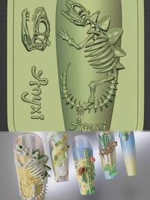 1pc/2pcs Nail Art Mold Raven Candlestick Dinosaur Skeleton 3D Nail Art Decor Transparent Silicone Mold - Clear - View 9