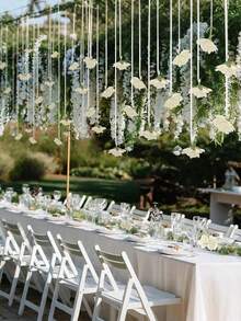 20pcs Red Roses + 1 Roll 500cm Transparent Rope, Suitable For DIY Wedding Decoration, Hanging Red Roses, Bridal Shower, Wedding Bouquet, Party Centerpiece, Ceiling Decor, Valentine's Day And Other Occasions - White - View 2