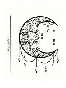 1 件简约曼陀罗月亮壁雕 - 金属墙艺复制品，适用于家居装饰、时尚波西米亚风格壁挂、适用于庆祝活动、婚礼和创意礼物、家居装饰、房间装饰、墙面装饰 - 黑色-E - 查看 9