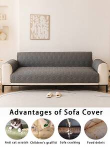 1pc Brushed Plush Sofa Cushion Cover, Waterproof Anti-Slip Sofa Protector, Suitable For 1/2/3/4 Seater Sofas, Modern Style, All Season