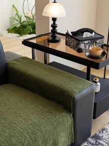 Capa de almofada para sofá em chenille listrada (1 peça), capa de sofá luxuosa, decoração e proteção para sofá, ambiente aconchegante, decoração de Ano Novo, ideal para quem tem animais de estimação, lavável à máquina, para todas as estações, serve para sofás de 1 a 4 lugares, sofá em L, à prova de poeira, antiderrapante, antirriscos, adequada para sala de estar, quarto, escritório, clube e festas. - Verde - Ver 6