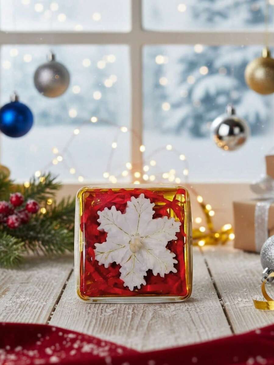 Vela decorativa con forma de copito de nieve de 6.2 cm, elaborada en diseño detallado y elegante para ambientar espacios con un estilo invernal y acogedor; incluye un delicado aroma a copito de nieve fresco que aporta suavidad, frescura y tranquilidad al hogar, ideal para crear atmósferas cálidas, relajantes y llenas de encanto durante cualquier época del año - Blanco - Ver 1