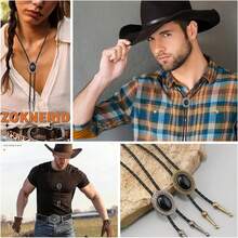 Corbata Vaquera 4PK, Corbatin Vaquero Hombre, Collar Vaquero Mujer Accesorios Vaqueros Ajustable, Hecha a Mano Hombre Corbatas Tipo Bolo, Estilo Clásico Occidental Calavera Buey para Disfraz Halloween - Plata Antigua 4 piezas - Ver 6