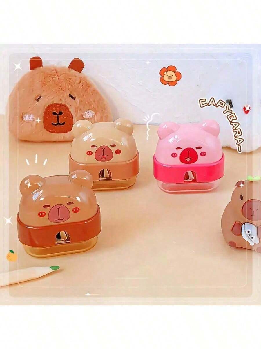 2pcs/1pc Cute Hippopotamus Shaped Pencil Sharpener! Transparent & Adorable, Practical Design