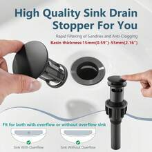 Matte Black Bathroom Sink Faucet Single Handle Vanity Faucet With Pop-Up Drain And 2 Hoses - Black - View 7