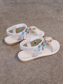 1 Pair Summer Fashion Minimalist Casual Beach Retro Elastic Band Outdoor Girls Flat Bohemian Roman Sandals - Beige - View 7