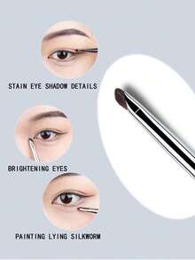 1pc Dual Ended Eyeliner Brush/Fine Detail Shader Brush/Eyeshadow Blending Brush, Angled Brow Brush,Eyebrow Brush,Eyeshadow Brush,Spoolie,Spoolie Brush - 黑色 - 查看 4