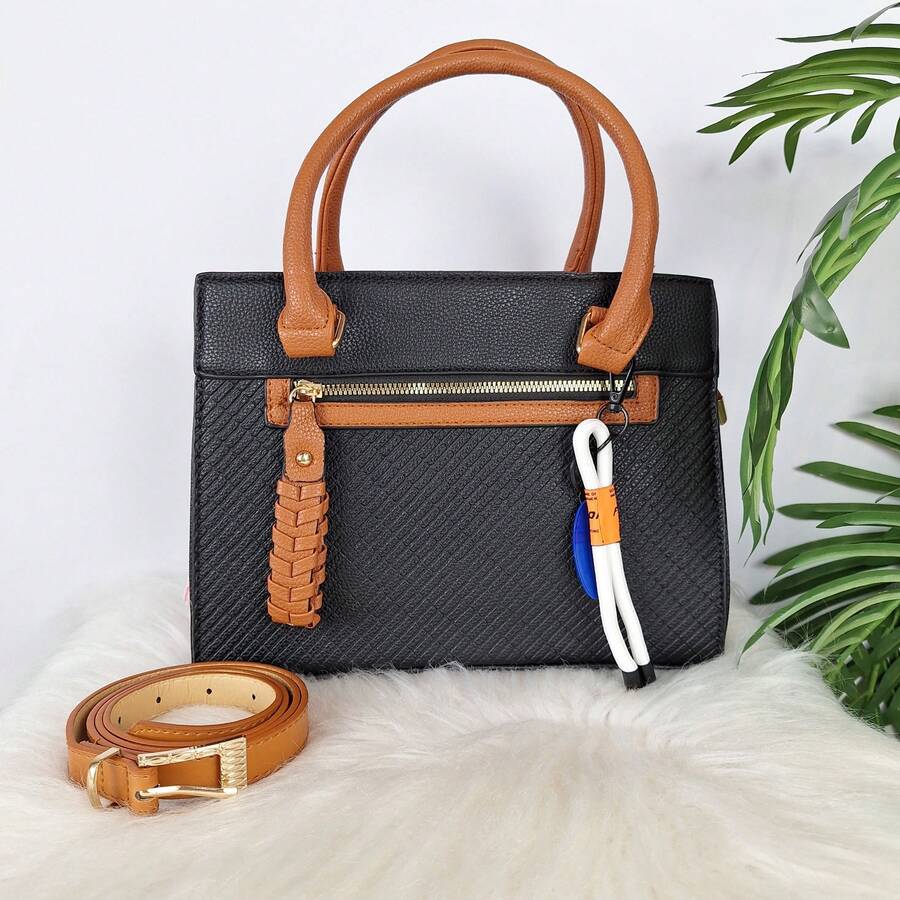 KIT BOLSA C/ CINTO - PRETO/MARROM - Preto - Visão 1