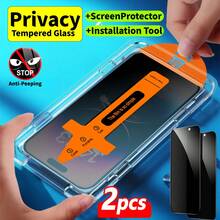 ZYONS 适用于 17 Pro Max/17 Air/17/15 Pro Max/16 Pro Max/16/16e/15/14/13/13 Pro/12/11 的 2 片装隐私钢化玻璃屏幕保护膜，防窥、防偷拍，安装简便，配备自动清洁工具，一键贴合，防刮花，表面光滑，保护隐私，防尘，手机屏幕保护膜，万圣节礼物，生日礼物，手机配件