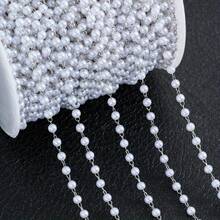 1m/Bag 4mm Fashion Pearl Copper Chain Pearl Chain DIY Bracelet Necklace Jewelry Making Supplies Gift Accessories