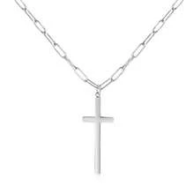 CLAU CRIS  Clau Cris Fashionable Versatile Pure Silver Cross Jesus Pendant Necklace NL3394 - Silver - View 2